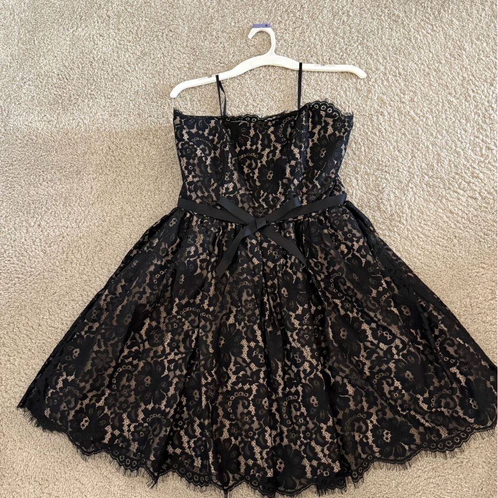 Robert Rodriguez Black Lace Strapless Dress
